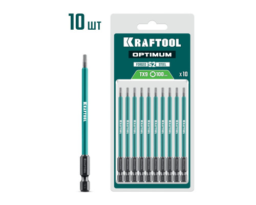 KRAFTOOL OPTIMUM TX 9, 100 мм, 10 шт, биты (26126-9-100-S10)