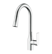 Смеситель KAISER Linear 59044 для кухни, хром, излив поворотный, выдвижной, латунь