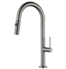Смеситель KAISER Merkur 26466-15 для кухни, воронёная сталь, излив поворотный, выдвижной, латунь