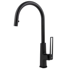 Смеситель KAISER Merkur 27166-2 для кухни, чёрный матовый, излив поворотный, выдвижной, латунь