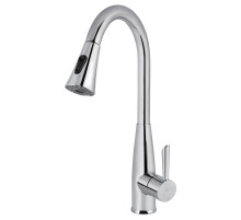 Смеситель KAISER Merkur 26144 для кухни, хром, излив поворотный, выдвижной, латунь