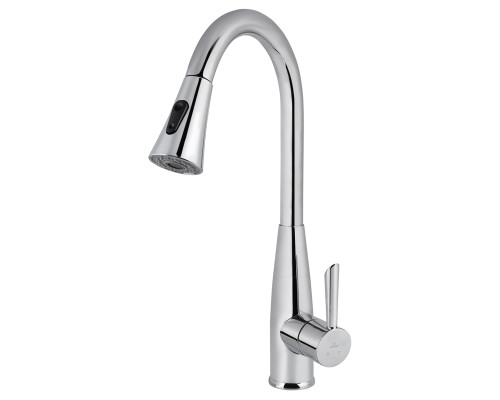 Смеситель KAISER Merkur 26144 для кухни, хром, излив поворотный, выдвижной, латунь