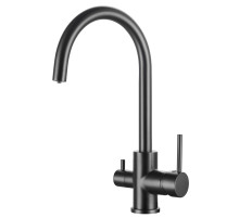 Смеситель KAISER Merkur 26744-15 для кухни с подачей фильтрованной воды, воронёная сталь, излив пово