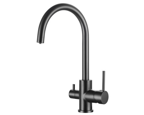 Смеситель KAISER Merkur 26744-15 для кухни с подачей фильтрованной воды, воронёная сталь, излив пово