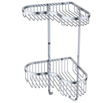Полка двойная настенная угловая KAISER 240*240*450 с 2-мя крючками, хром (нерж. сталь)