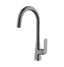 Смеситель KAISER Clever 76144-15 для кухни, воронёная сталь, излив поворотный, латунь