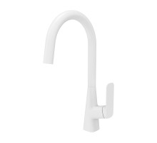 Смеситель KAISER Clever 76144-4 для кухни, белый матовый, излив поворотный, латунь