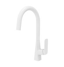 Смеситель KAISER Clever 76144-4 для кухни, белый матовый, излив поворотный, латунь