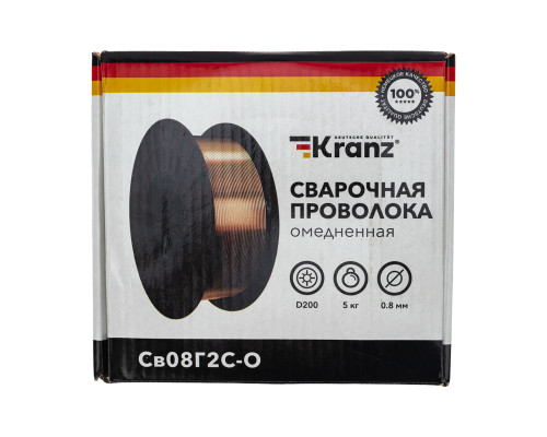 Сварочная проволока омедненная Св08Г2С-О (ER70S-6; SG2) 5 кг 0,8 мм D200 KRANZ
