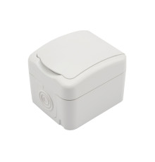 Розетка одноместная IP54 с/з, о/у, белая мини KRANZ