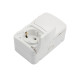 Блок горизонтальный 2 розетки, керамика IP54 с/з, о/у, белый мини KRANZ