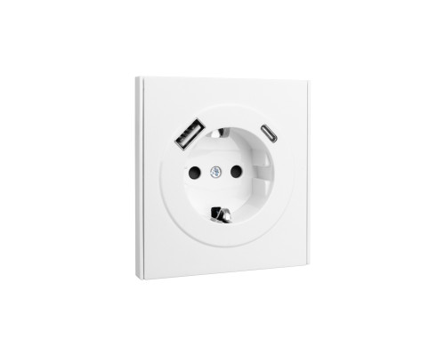 Розетка STRONG 1-ая с/з с/у з/ш 16А с USB A+C быстрой зарядки 5В/3А жемчуг KRANZ