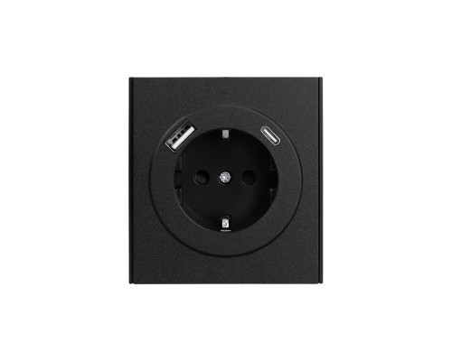 Розетка STRONG 1-ая с/з с/у з/ш 16А с USB A+C быстрой зарядки 5В/3А антрацит KRANZ
