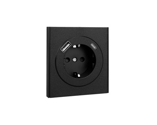 Розетка STRONG 1-ая с/з с/у з/ш 16А с USB A+C быстрой зарядки 5В/3А антрацит KRANZ