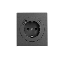 Розетка STRONG 1-ая с/з с/у з/ш 16А с USB A+C быстрой зарядки 5В/3А графит KRANZ
