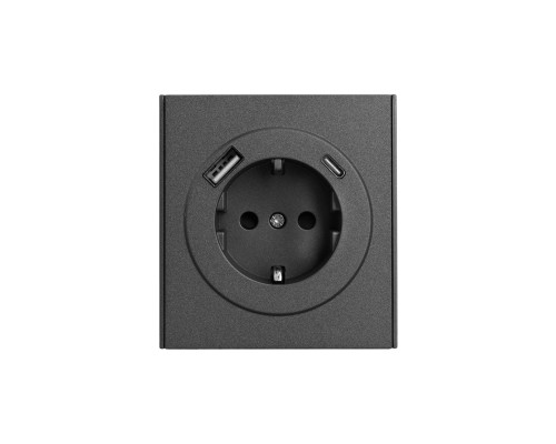 Розетка STRONG 1-ая с/з с/у з/ш 16А с USB A+C быстрой зарядки 5В/3А графит KRANZ