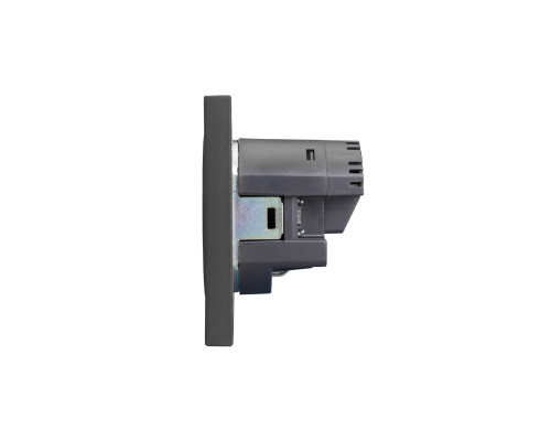 Розетка STRONG 1-ая с/з с/у з/ш 16А с USB A+C быстрой зарядки 5В/3А графит KRANZ