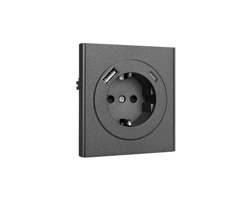 Розетка STRONG 1-ая с/з с/у з/ш 16А с USB A+C быстрой зарядки 5В/3А графит KRANZ