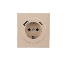 Розетка STRONG 1-ая с/з с/у з/ш 16А с USB A+C быстрой зарядки 5В/3А шелк KRANZ
