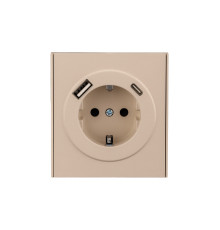 Розетка STRONG 1-ая с/з с/у з/ш 16А с USB A+C быстрой зарядки 5В/3А шелк KRANZ