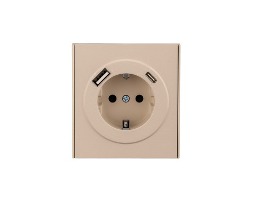 Розетка STRONG 1-ая с/з с/у з/ш 16А с USB A+C быстрой зарядки 5В/3А шелк KRANZ