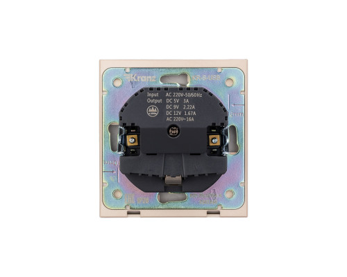 Розетка STRONG 1-ая с/з с/у з/ш 16А с USB A+C быстрой зарядки 5В/3А шелк KRANZ