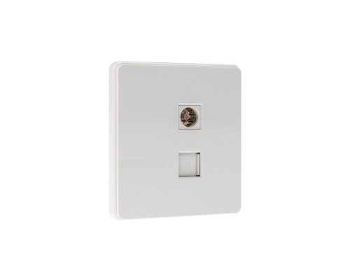 Розетка ROUND компьютерная RJ45 кат6 + TV с/у перламутр KRANZ