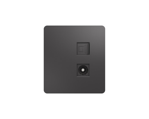 Розетка ROUND компьютерная RJ45 кат6 + TV с/у титан KRANZ