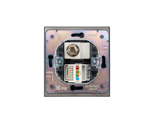Розетка STRONG компьютерная RJ45 кат6 + TV с/у антрацит KRANZ