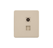 Розетка ROUND компьютерная RJ45 кат6 + TV с/у шелк KRANZ