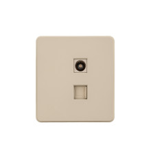 Розетка ROUND компьютерная RJ45 кат6 + TV с/у шелк KRANZ
