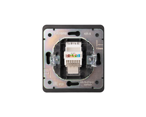 Розетка ROUND компьютерная RJ45 кат6 с/у оникс KRANZ