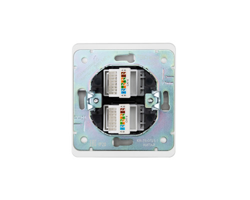 Розетка ROUND компьютерная двойная RJ45+RJ45 кат6 с/у перламутр KRANZ