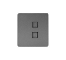 Розетка ROUND компьютерная двойная RJ45+RJ45 кат6 с/у титан KRANZ