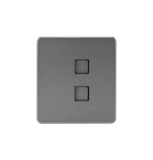 Розетка ROUND компьютерная двойная RJ45+RJ45 кат6 с/у титан KRANZ