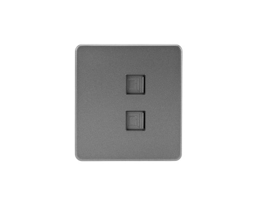 Розетка ROUND компьютерная двойная RJ45+RJ45 кат6 с/у титан KRANZ