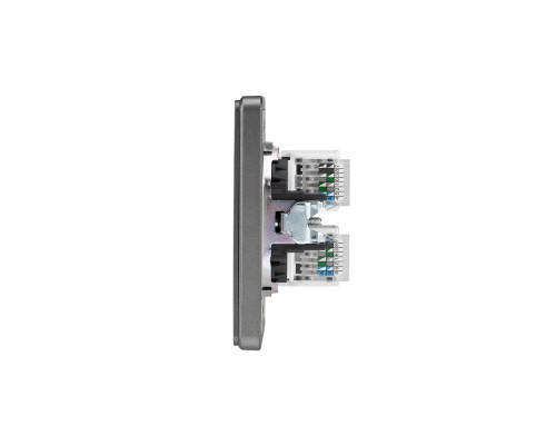 Розетка ROUND компьютерная двойная RJ45+RJ45 кат6 с/у титан KRANZ