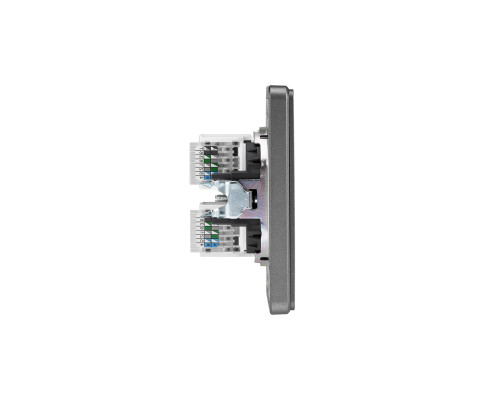 Розетка ROUND компьютерная двойная RJ45+RJ45 кат6 с/у титан KRANZ