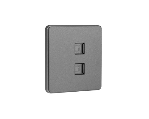 Розетка ROUND компьютерная двойная RJ45+RJ45 кат6 с/у титан KRANZ