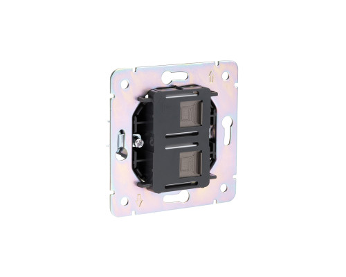 Розетка ROUND компьютерная двойная RJ45+RJ45 кат6 с/у титан KRANZ