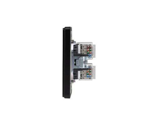 Розетка ROUND компьютерная двойная RJ45+RJ45 кат6 с/у оникс KRANZ