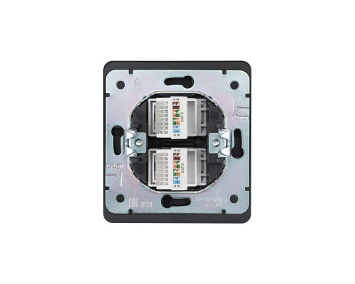 Розетка ROUND компьютерная двойная RJ45+RJ45 кат6 с/у оникс KRANZ