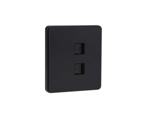 Розетка ROUND компьютерная двойная RJ45+RJ45 кат6 с/у оникс KRANZ