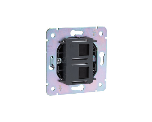 Розетка ROUND компьютерная двойная RJ45+RJ45 кат6 с/у оникс KRANZ
