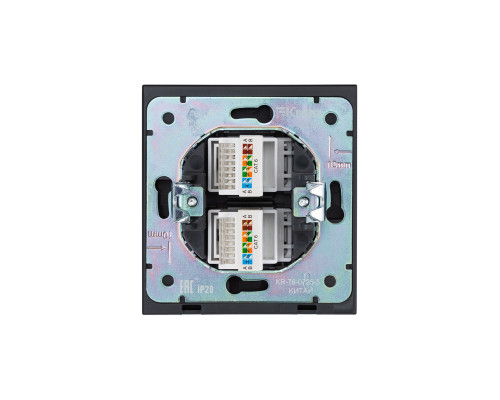 Розетка STRONG компьютерная двойная RJ45+RJ45 кат6 с/у антрацит KRANZ