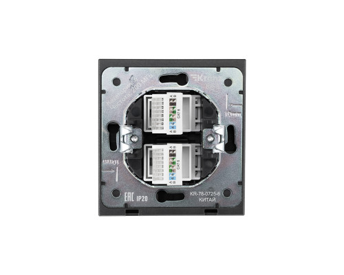 Розетка STRONG компьютерная двойная RJ45+RJ45 кат6 с/у графит KRANZ