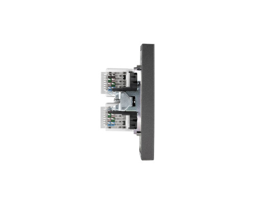 Розетка STRONG компьютерная двойная RJ45+RJ45 кат6 с/у графит KRANZ