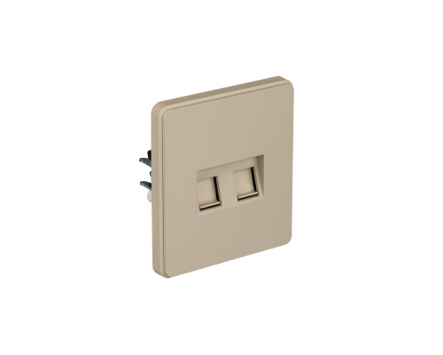 Розетка ROUND компьютерная двойная RJ45+RJ45 кат6 с/у шелк KRANZ