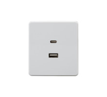 Розетка ROUND USB-A+Type-C 3А с функцией быстрой зарядки перламутр KRANZ