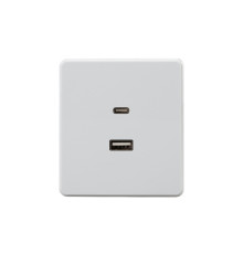 Розетка ROUND USB-A+Type-C 3А с функцией быстрой зарядки перламутр KRANZ